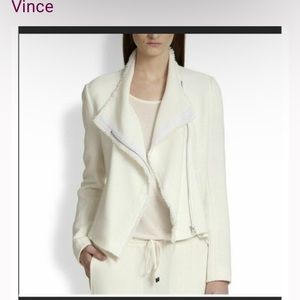 Vince Winter White tweed moto style jacket